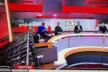 LED video wall collapses on TV presenter mid-broadcast