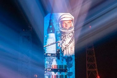 Space rocket projection mapped in historic first